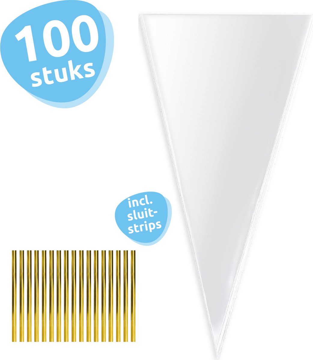 Isas Friends® - Uitdeelzakjes - 100 stuks - 37 x 18cm - Puntzakken - Snoepzakjes - Traktatiezakjes - Cellofaan Zakjes